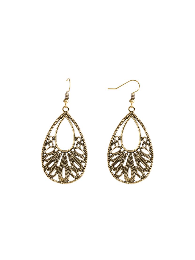 gold metal drop earring - 16585777 - Zoom Image - 2