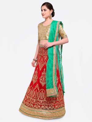 embroidered contrast lehenga - 16585933 - Standard Image - 2
