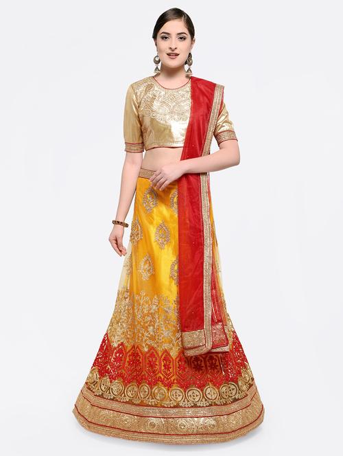 embroidered contrast lehenga - 16585936 - Very Small Image - 1