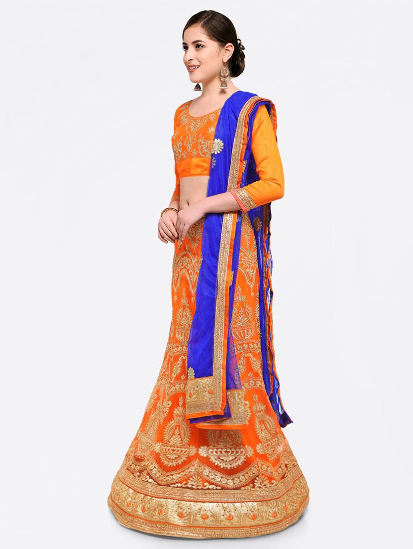 embroidered contrast lehenga - 16585941 - Zoom Image - 2