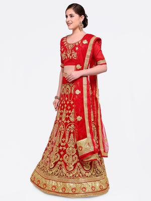 embroidered contrast lehenga - 16585943 - Standard Image - 2