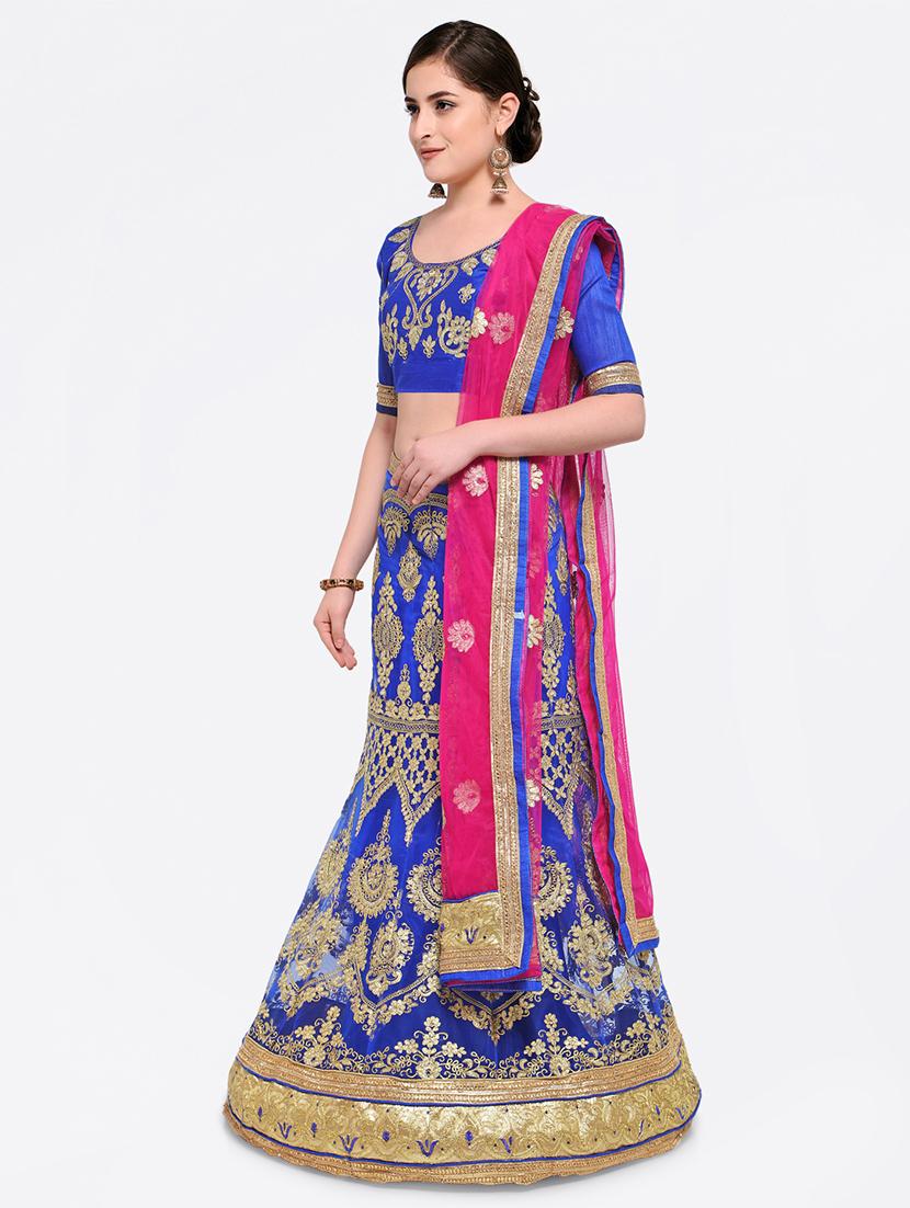 embroidered contrast lehenga - 16585945 - Zoom Image - 2