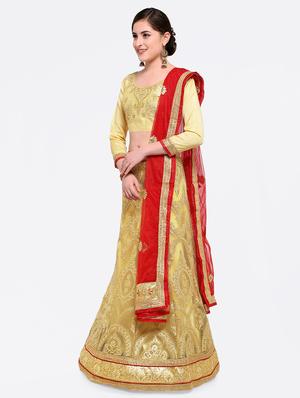 embroidered contrast lehenga - 16585946 - Standard Image - 2