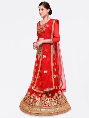 embroidered a-line lehenga - 16585950 - Standard Image - 2