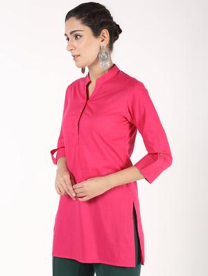 solid straight kurti - 16586325 - Standard Image - 2