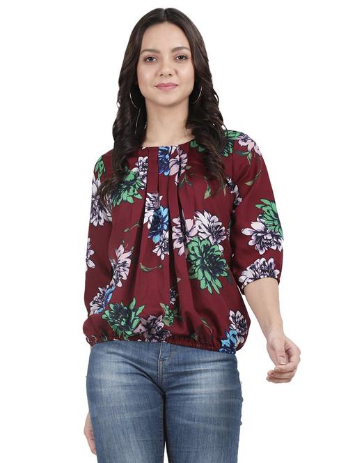 round neck floral blouson top - 16586832 - Standard Image - 1