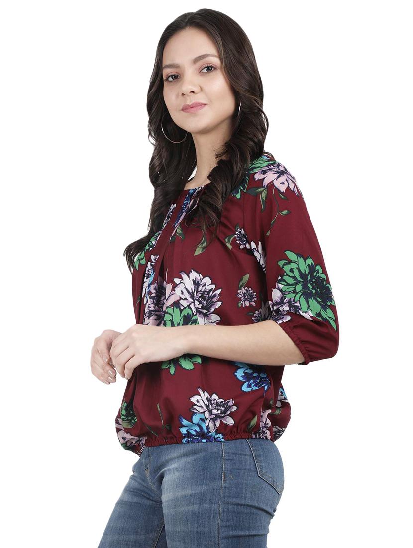 round neck floral blouson top - 16586832 - Zoom Image - 2