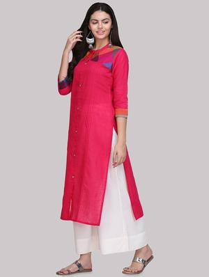 fuchsia straight kurta - 16587119 - Standard Image - 2
