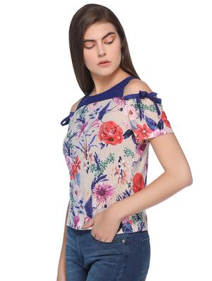 cold shoulder tie knot striped top - 16587496 - Standard Image - 2