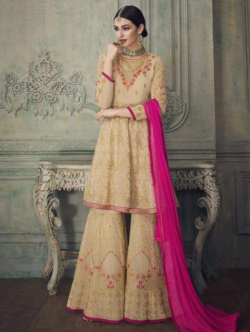 embroidered semi-stitched suit - 16587858 - Very Small Image - 1