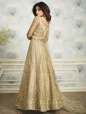 embroidered semi-stitched suit - 16588023 - Standard Image - 2