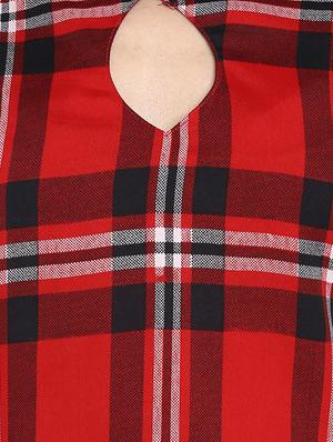 mandarin neck checkered top - 16588665 - Standard Image - 5