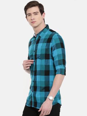 blue checkered casual shirt - 16588992 - Standard Image - 2