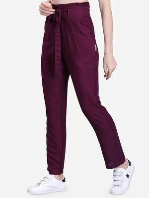 tie up waist solid trouser - 16589602 - Standard Image - 2