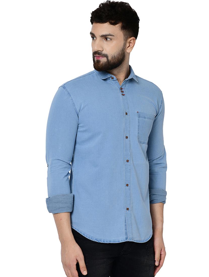light blue solid casual shirt - 16590951 - Zoom Image - 2