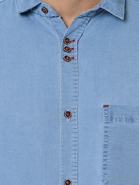 light blue solid casual shirt - 16590951 - Zoom Image - 5