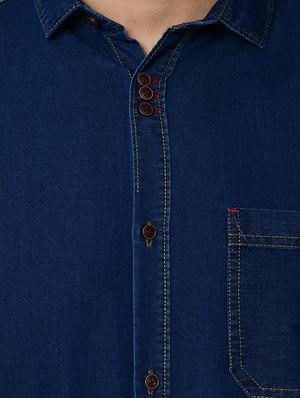 navy blue solid casual shirt - 16590953 - Standard Image - 5