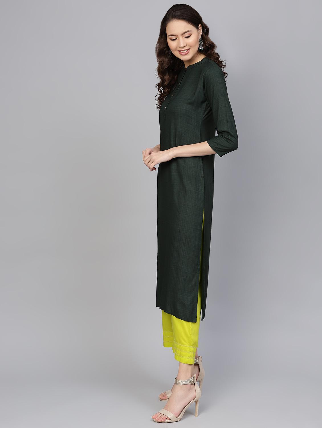 solid straight kurta - 16590988 - Zoom Image - 2
