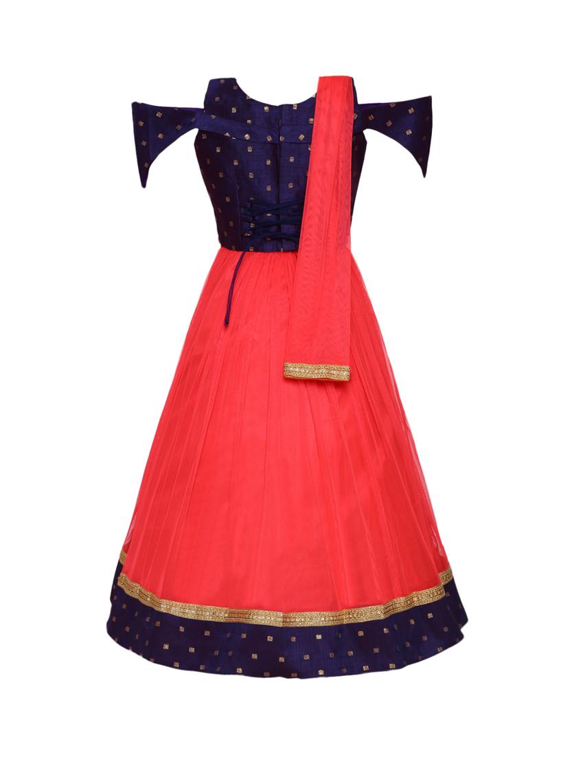 red silk blend lehnga choli - 16591377 - Zoom Image - 2