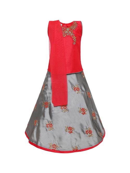 red silk blend lehnga choli - 16591428 - Standard Image - 1