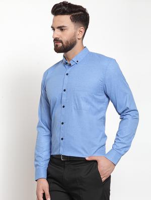 blue solid formal shirt - 16592136 - Standard Image - 2