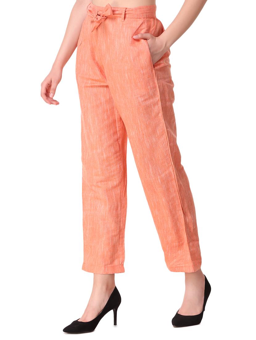 orange cotton flat front trousers - 16592147 - Zoom Image - 2