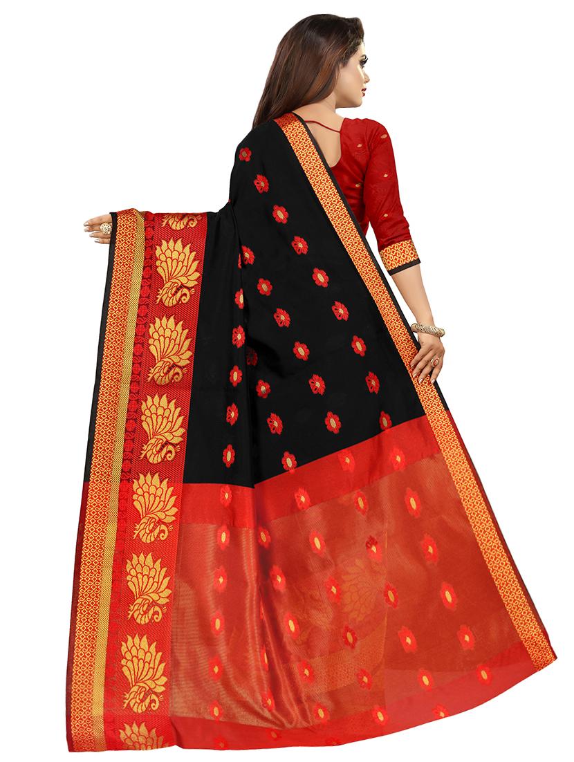 floral kanjivaram saree with blouse - 16592160 - Zoom Image - 2