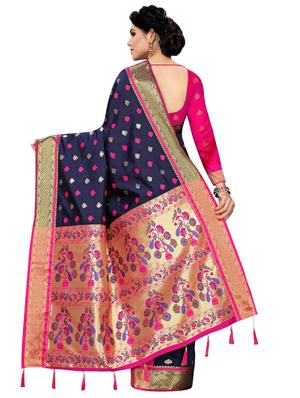 floral banarasi saree with blouse - 16592179 - Standard Image - 2