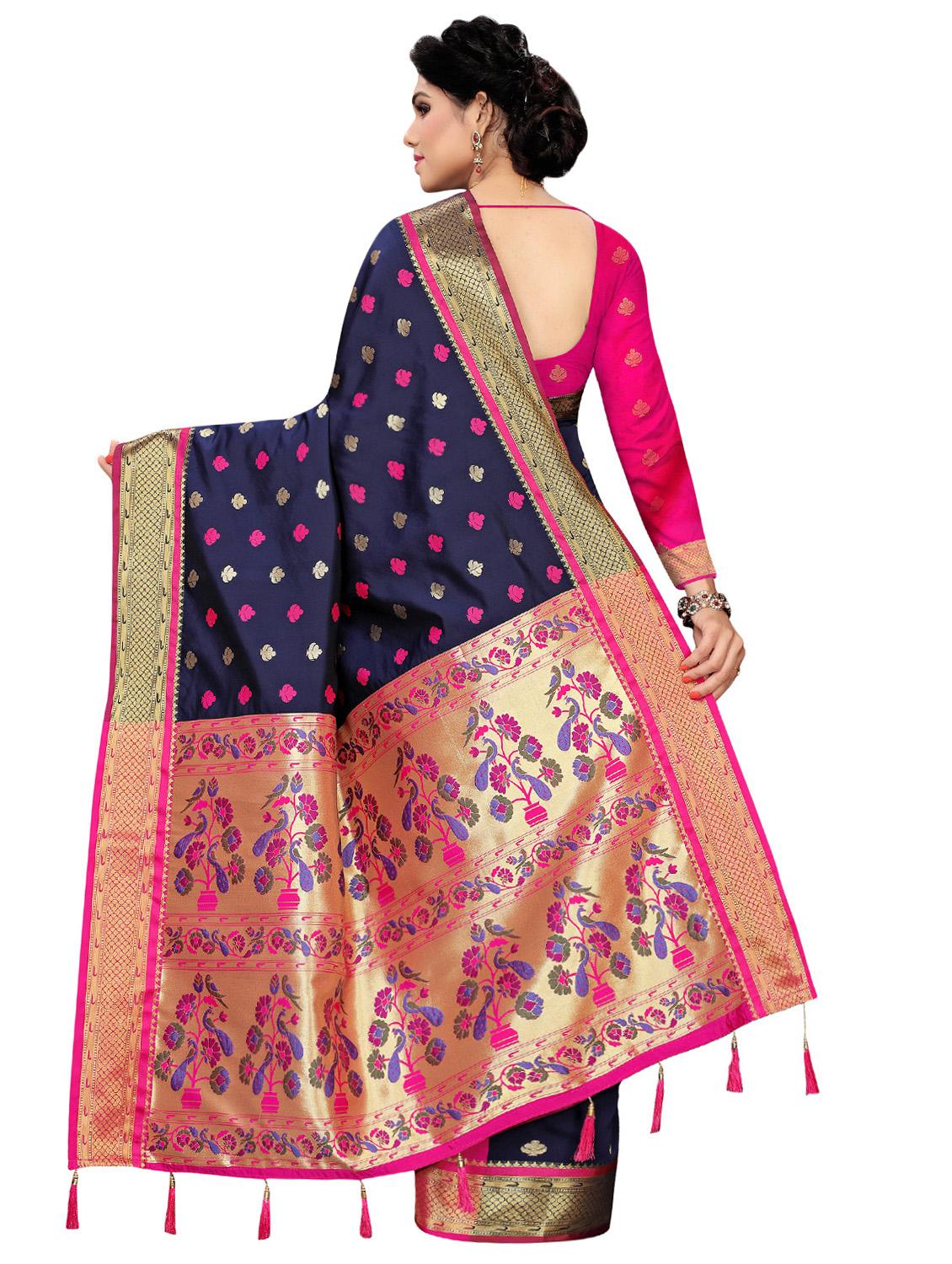 floral banarasi saree with blouse - 16592179 - Zoom Image - 2