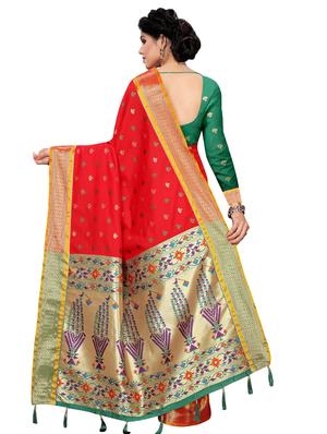 bordered banarasi saree with blouse - 16592186 - Standard Image - 2