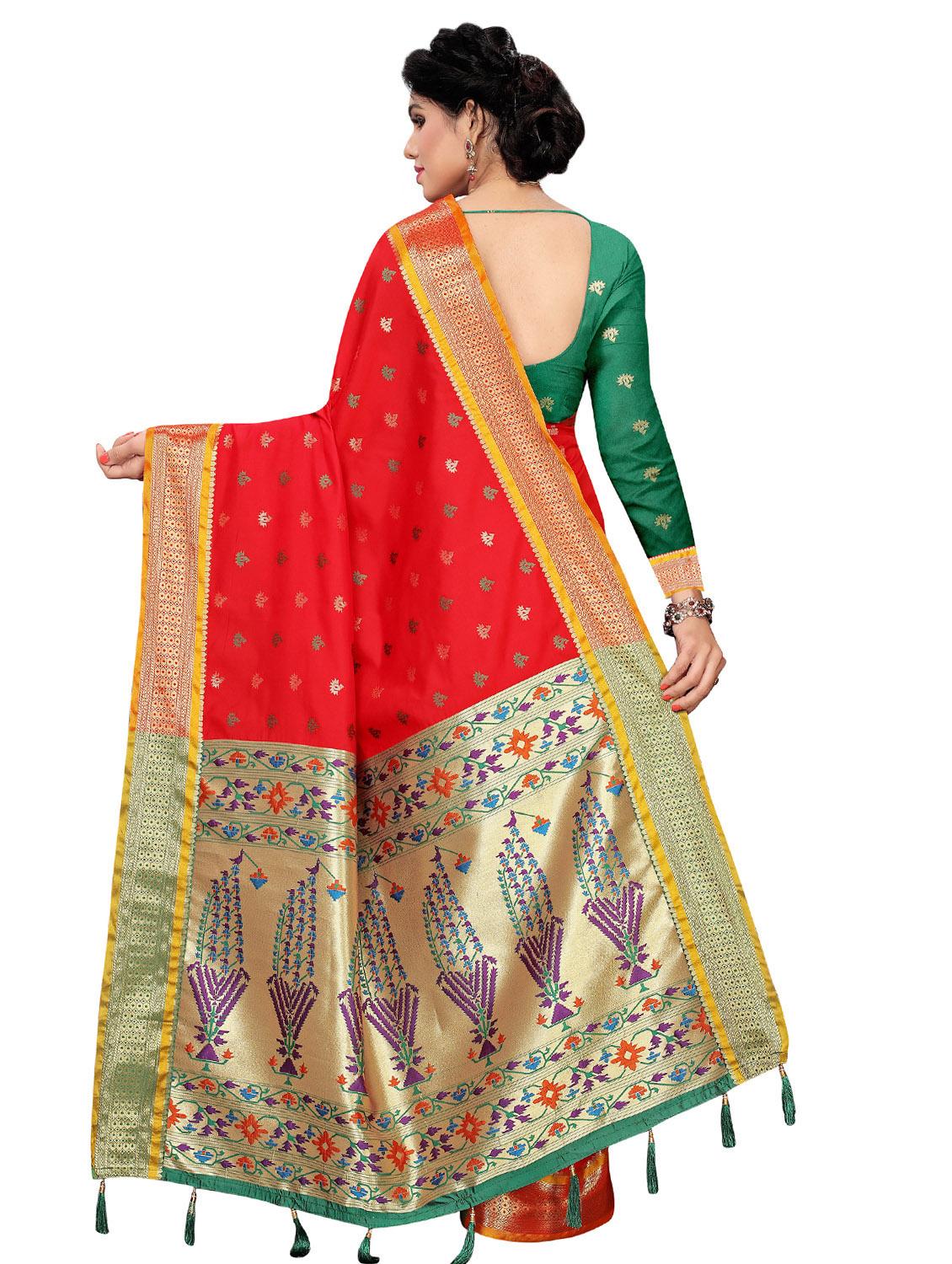 bordered banarasi saree with blouse - 16592186 - Zoom Image - 2