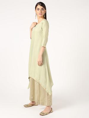 gold print asymmetric kurta - 16592260 - Standard Image - 2