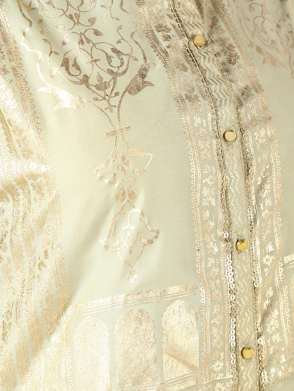 gold print asymmetric kurta - 16592260 - Zoom Image - 5