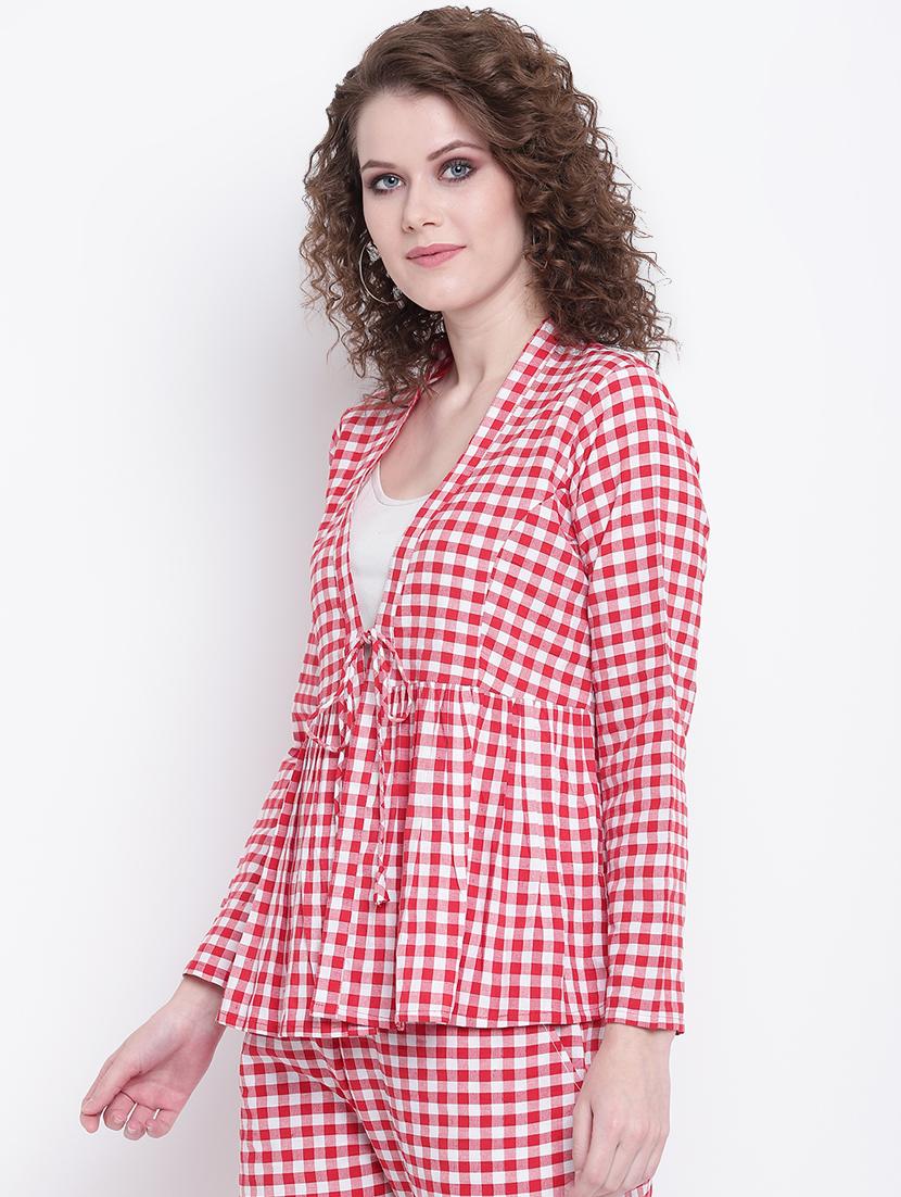 tie front gingham checkered western wear set - 16593170 - Zoom Image - 2