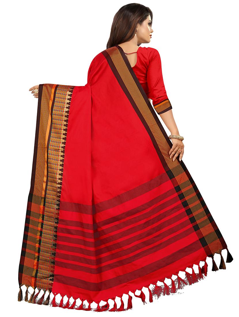 bordered kanjivaram saree with blouse - 16593650 - Zoom Image - 2