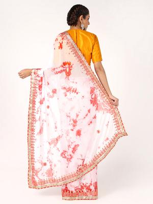 gota work tie & dye saree with blouse - 16593703 - Standard Image - 2
