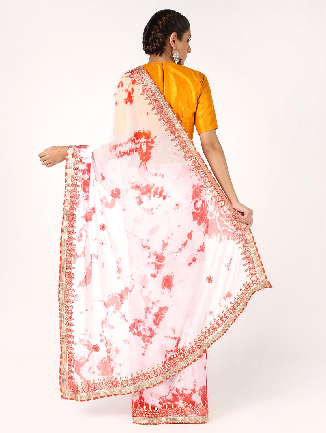 gota work tie & dye saree with blouse - 16593703 - Zoom Image - 2