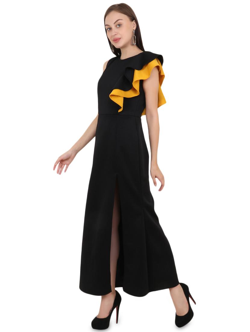contrast ruffle detail maxi dress - 16595399 - Zoom Image - 2