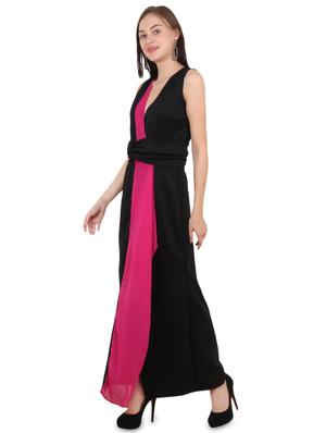 v neck color block maxi dress - 16595400 - Standard Image - 2