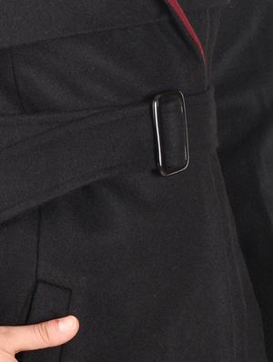 contrast detail belted overcoat - 16596008 - Standard Image - 5