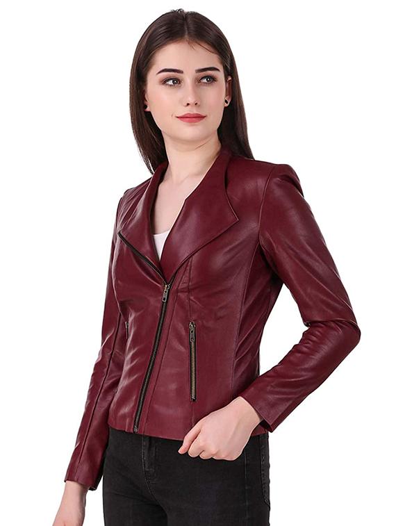 zip up detail solid leather/leatherette jacket - 16596035 - Zoom Image - 2