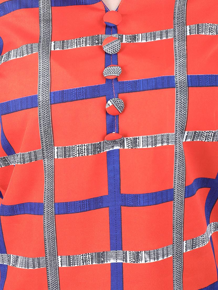 notch neck checkered top - 16596142 - Zoom Image - 5