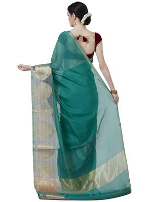 solid borederd banarasi saree with blouse - 16596356 - Standard Image - 2