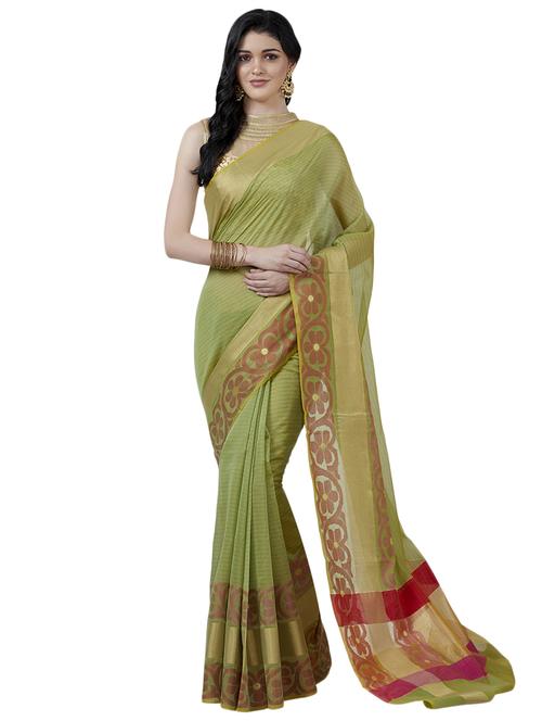 solid borederd banarasi saree with blouse - 16596359 - Standard Image - 1