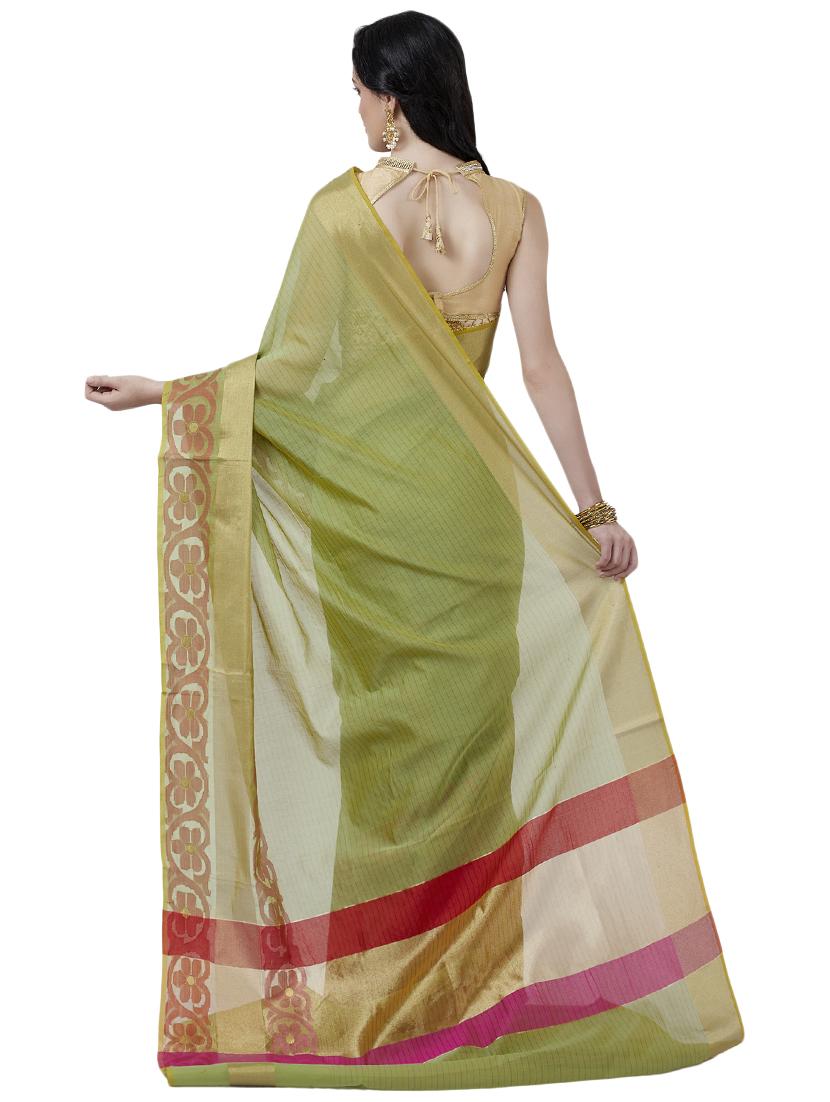 solid borederd banarasi saree with blouse - 16596359 - Zoom Image - 2