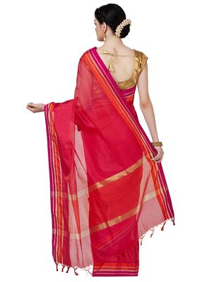 solid bordered banarasi saree with blouse - 16596367 - Standard Image - 2