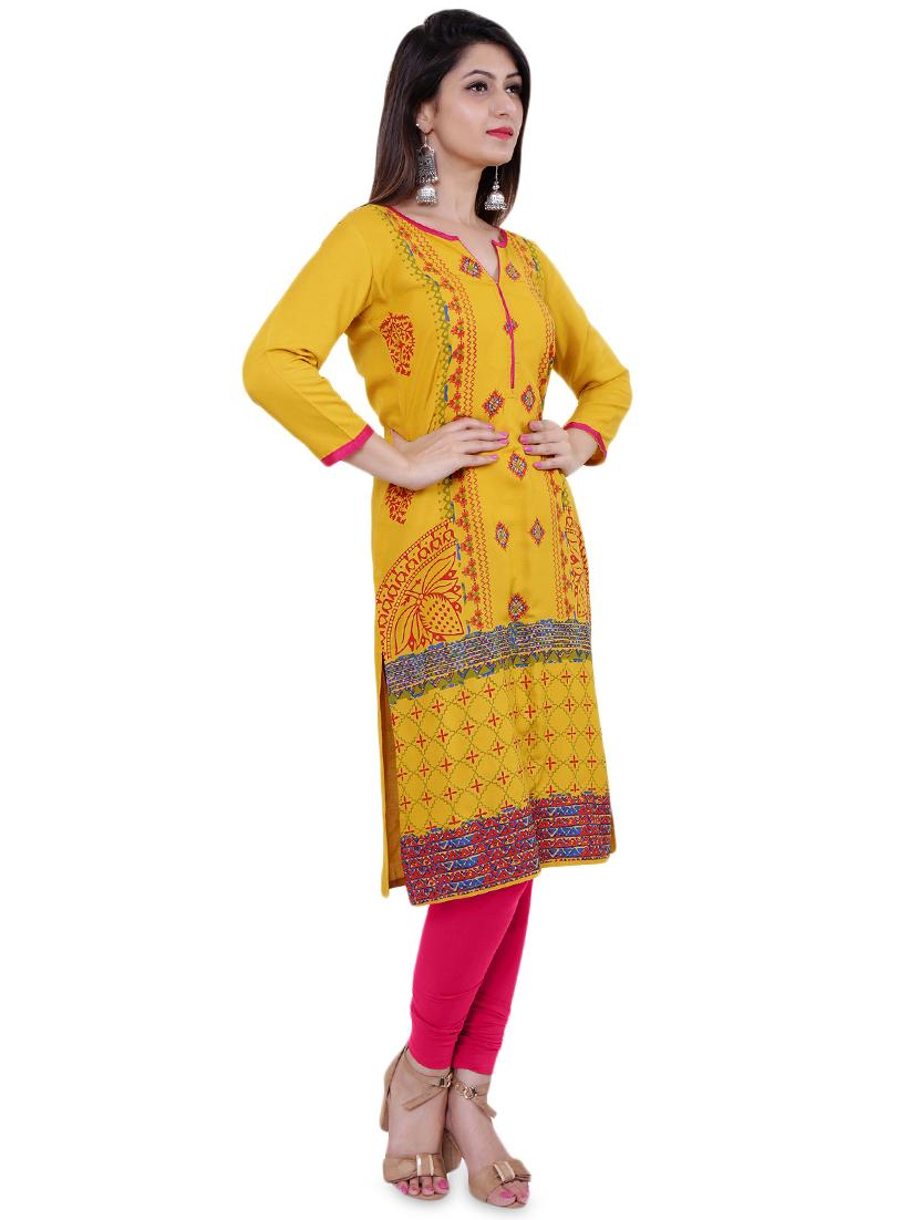 printed straight kurta - 16596561 - Zoom Image - 2
