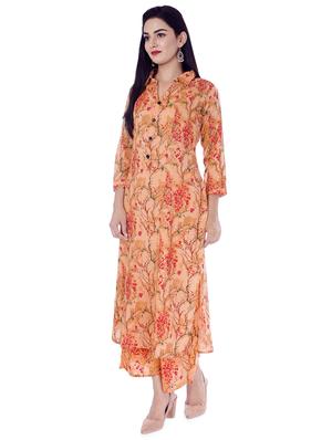 floral printed kurta with palazzo set - 16597228 - Standard Image - 2