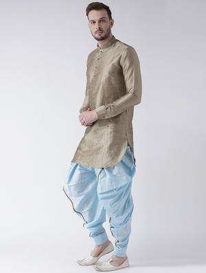 brown solid dhoti kurta set - 16597722 - Standard Image - 2