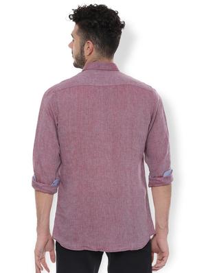 red linen solid casual shirt - 16598090 - Standard Image - 2